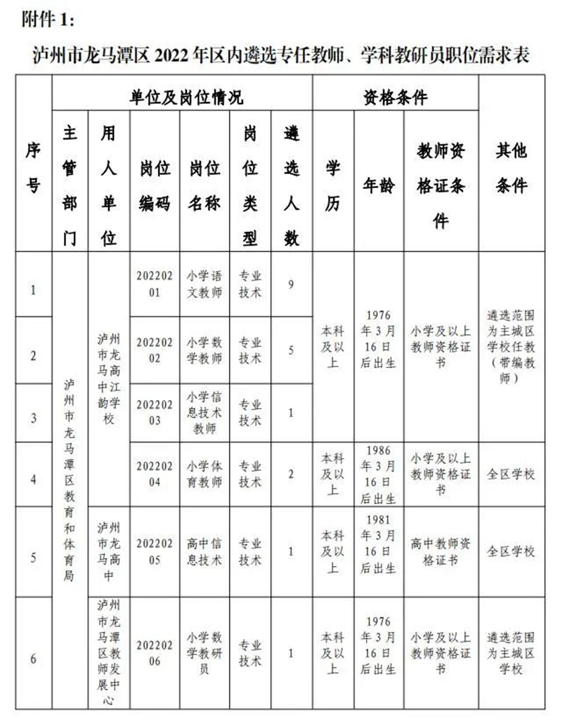 龙马潭区教育局最新招聘公告概览